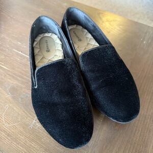Birdies Black Velvet Loafers | Luxe Comfort Flats Quilted Insole Size 8